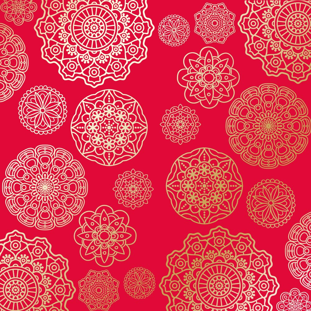 лист односторонней бумаги с фольгированием, дизайн golden napkins, color poppy red, 30,5см х 30,5 см