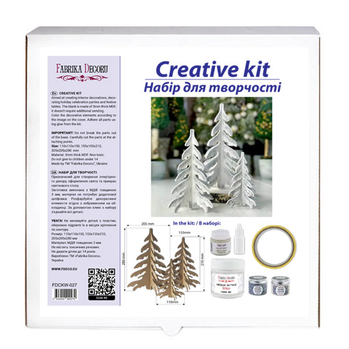 DIY wooden сreativity and coloring kit, Christmas trees with snow, #027 - foto 1