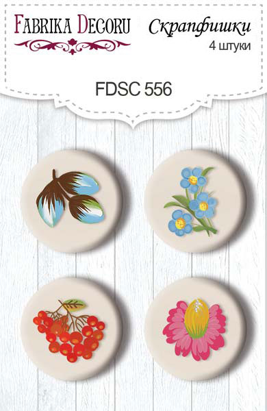 Set mit 4 Flair-Knöpfen für Scrapbooking Inspiriert von der Ukraine #556 - Fabrika Decoru