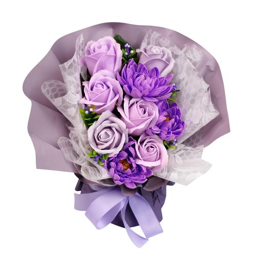Bouquet of chrysanthemums and purple roses “Purple chic” - foto 5