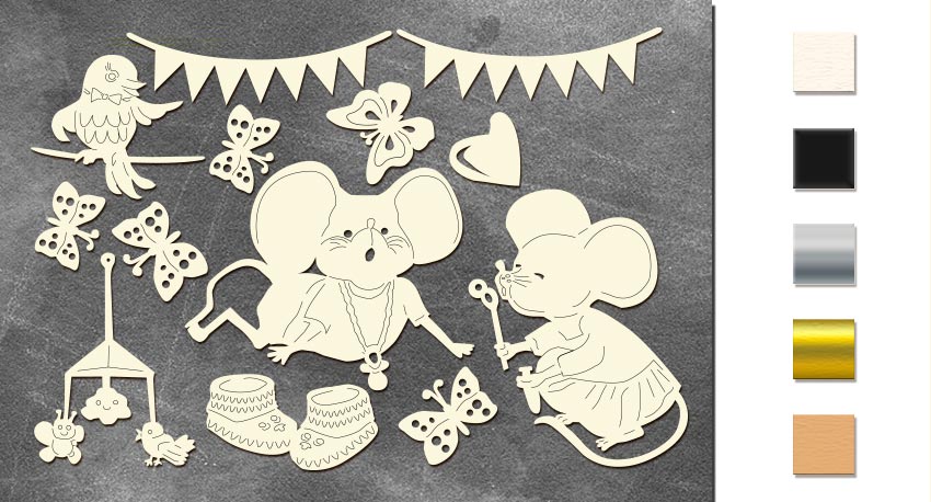  Набор чипбордов My little mousy girl 10х15 см #617 color_Milk