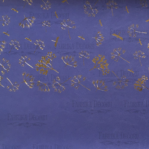 Відріз шкірзаму з тисненням золотою фольгою, дизайн Golden Dill Lavender, 50см х 25см - фото 1