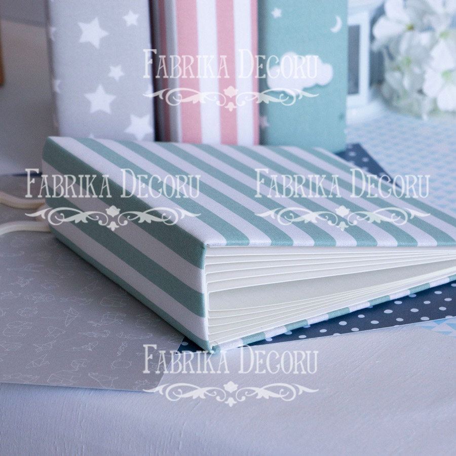 Blank album with a soft fabric cover White and blue stripes 20cm х 20cm - foto 1