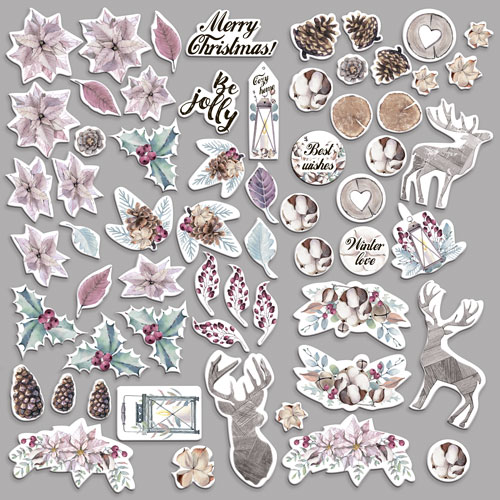 Set of die cuts Winter love story, 61 pcs - foto 1