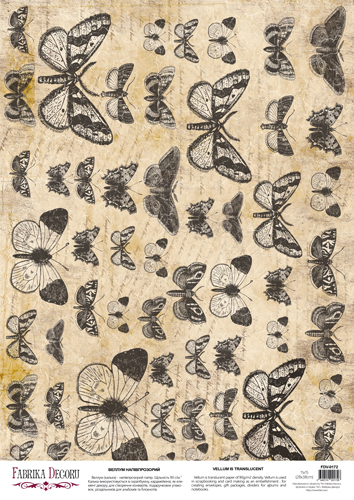 Deco Pergament farbiges Blatt Vintage Butterflies, A3 (11,7" х 16,5") - Fabrika Decoru
