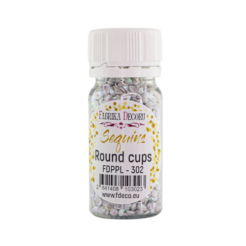 Sequins Round cups, gray with iridescent nacre, #302