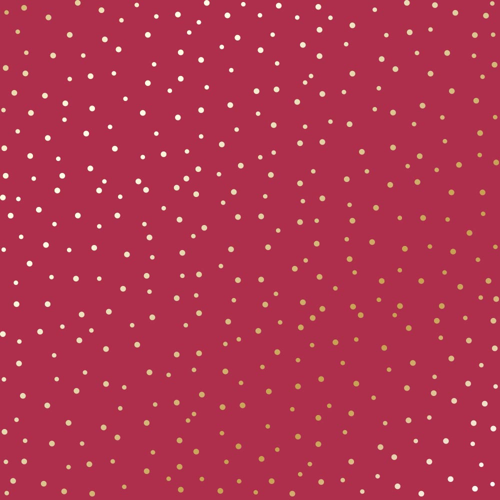 Blatt einseitiges Papier mit Goldfolienprägung, Muster Golden Drops, Farbe Blackberry, 12"x12" - Fabrika Decoru