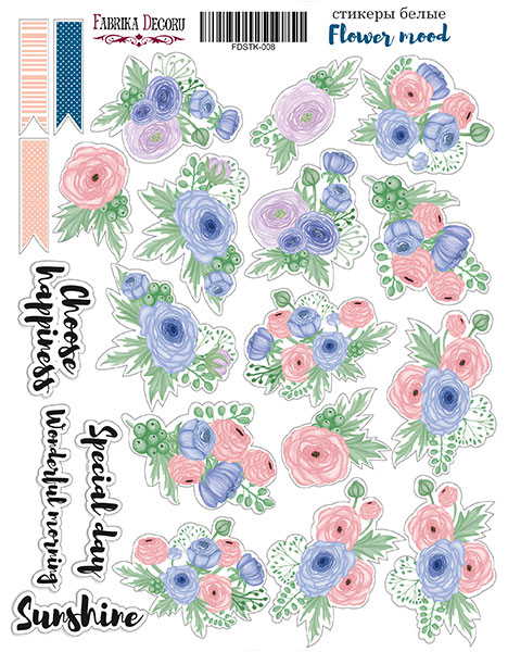 Kit of stickers 22 pcs Flower mood #008