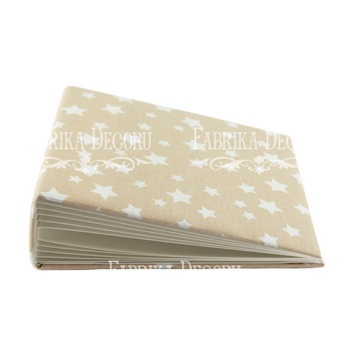 Blankoalbum mit weichem Stoffeinband Beige Sterne 20cm x 20cm - Fabrika Decoru