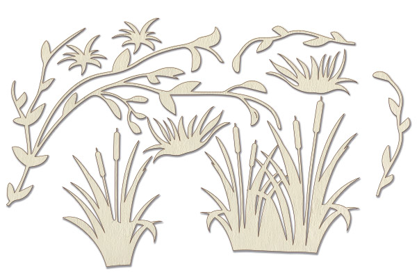Chipboard embellishments set, Reeds  #666