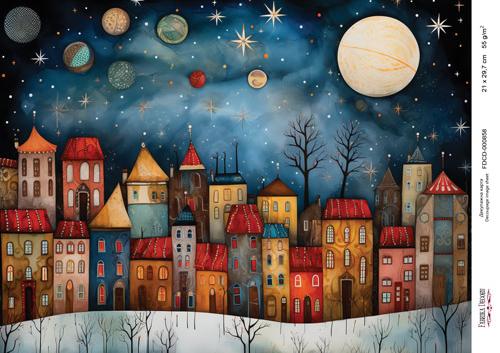 декупажная карта «рождественские домики-08» #000858, 21см x 29,7см фабрика декору