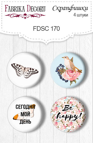 Set mit 4 Flair-Knöpfen zum Scrapbooking von "Sensual Love" #170 - Fabrika Decoru