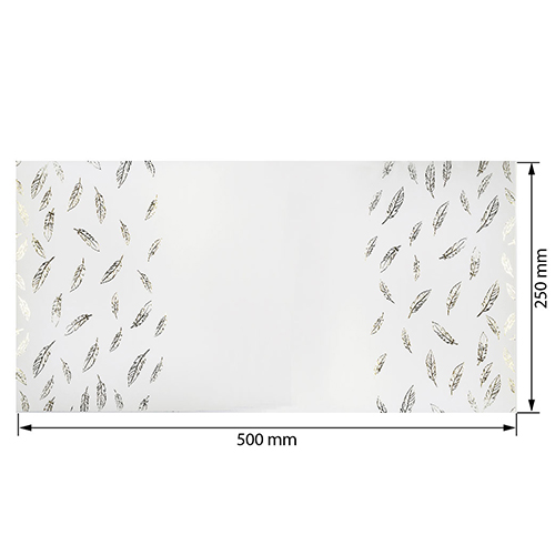 Skóra PU do oprawiania ze złotym tłoczeniem, wzór Golden Feather White, 50cm x 25cm  - foto 0  - Fabrika Decoru