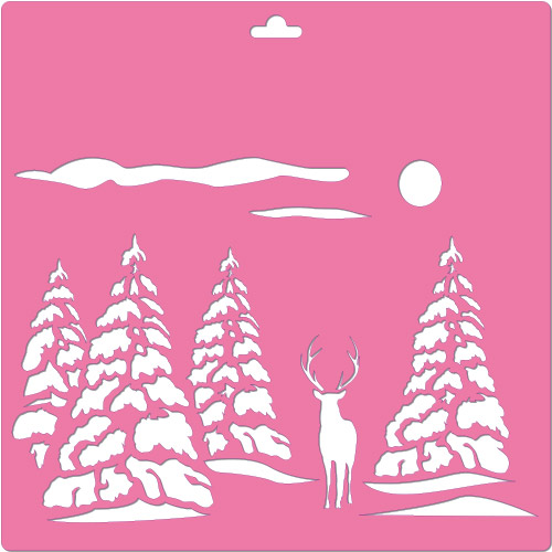 Stencil for decoration XL size (30*30cm), Christmas Trees #163