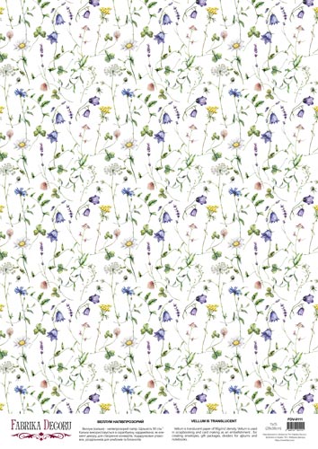 deco vellum colored sheet summer meadow bluebells, a3 (11,7" х 16,5")