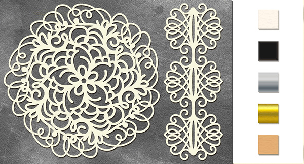 Chipboard embellishments set, "Openwork napkin and border" #125