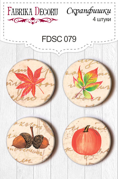 Set mit 4 Flair-Buttons für Scrapbooking #079 - Fabrika Decoru