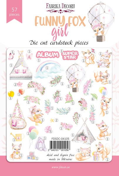 Set of die cuts Funny fox girl, 57 pcs - foto 0