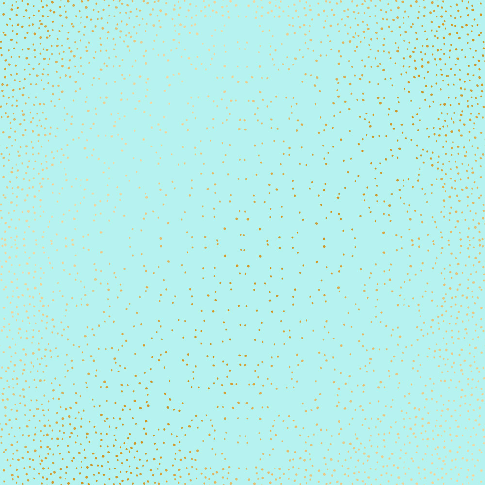 Sheet of single-sided paper with gold foil embossing, pattern Golden Mini Drops Turquoise, 12"x12"