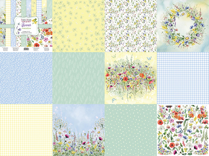 Double-sided scrapbooking paper set Summer meadow 12”x12", 10 sheets - foto 0