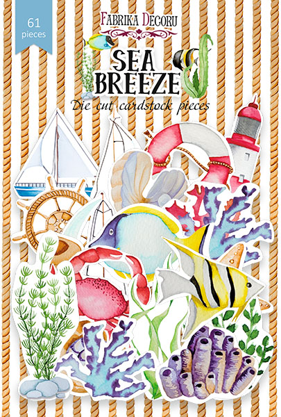 Zestaw wycinanek, kolekcja "Sea breeze ",61 szt - Fabrika Decoru