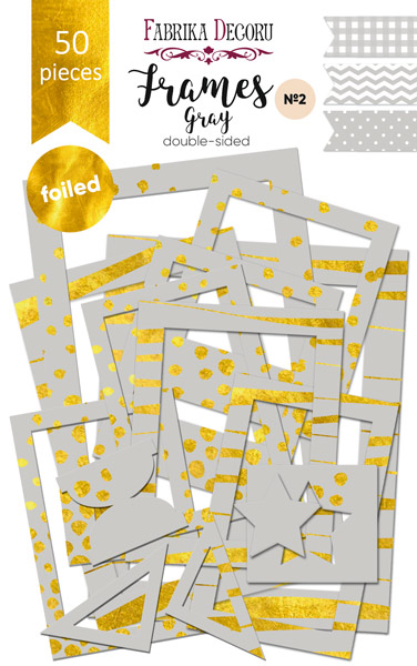Fotorahmen-Set aus Karton mit Goldfolie #2, Grau, 50St - Fabrika Decoru