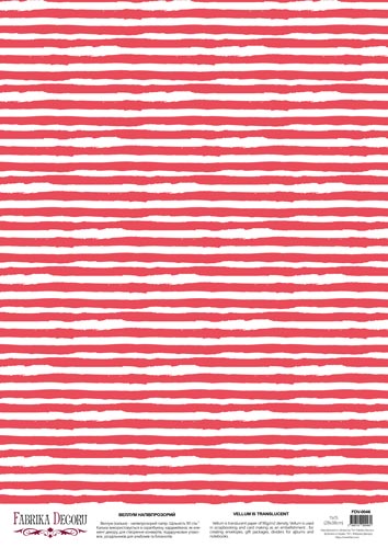 Deco Pergament farbiges Blatt Rote und weiße Streifen, A3 (11,7" х 16,5") - Fabrika Decoru