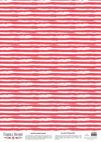Deco vellum colored sheet Red and white stripes, A3 (11,7" х 16,5")