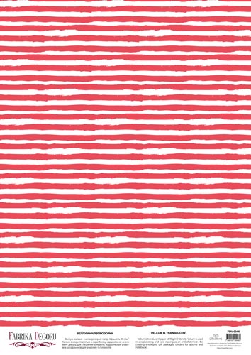 Deco vellum colored sheet Red and white stripes, A3 (11,7" х 16,5")