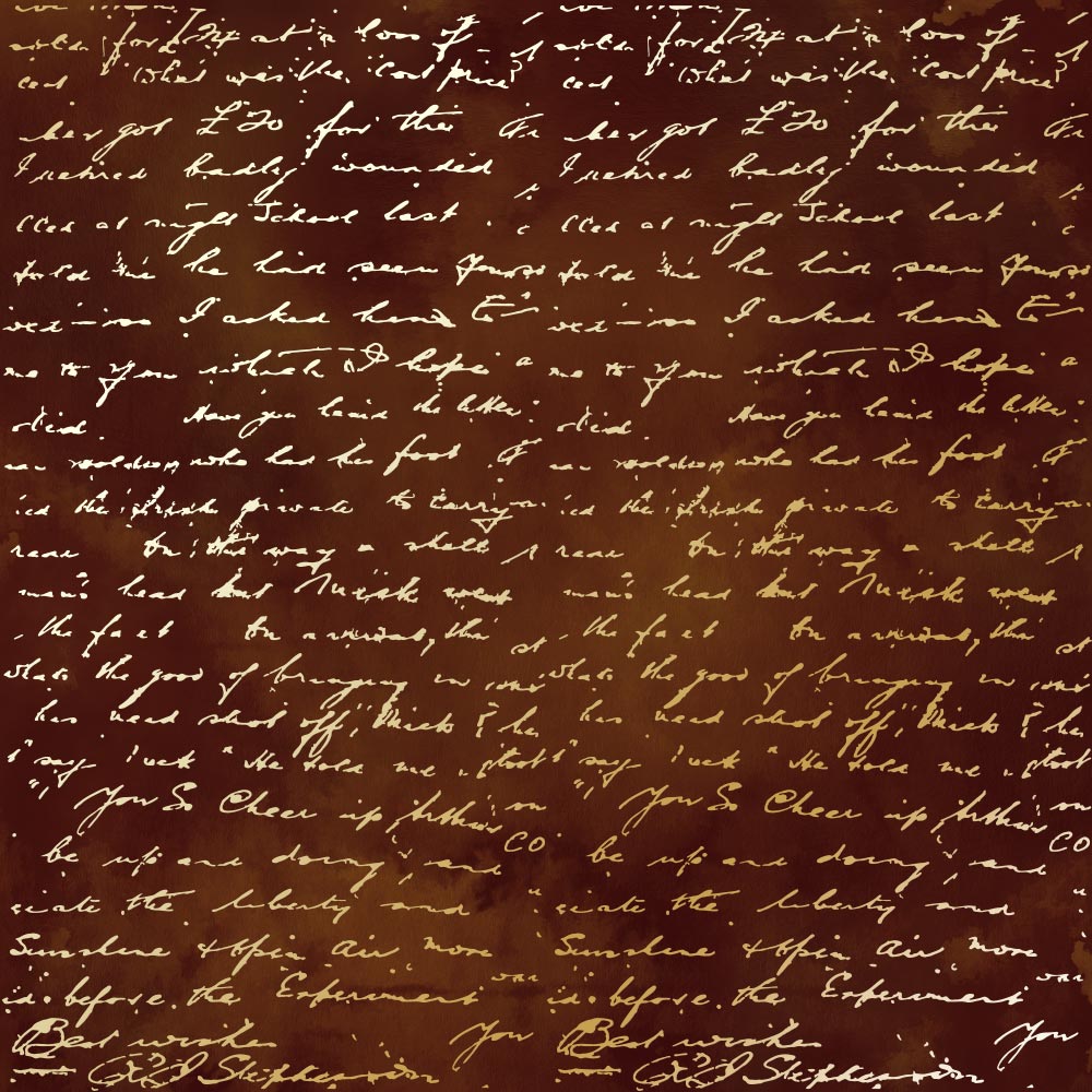 Sheet of single-sided paper with gold foil embossing, pattern "Golden Text Brown aquarelle"