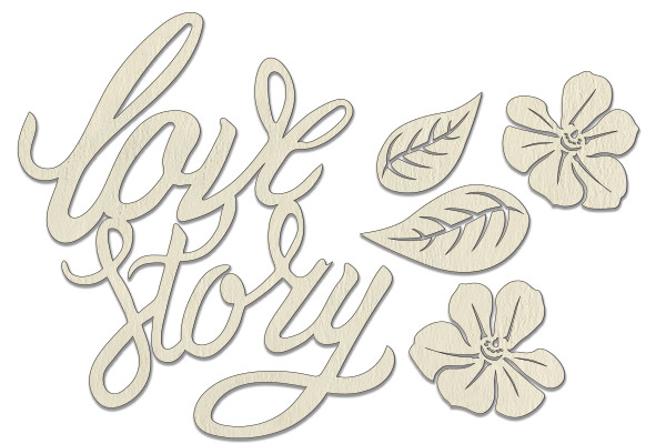 Chipboard embellishments set, "Love story" #197