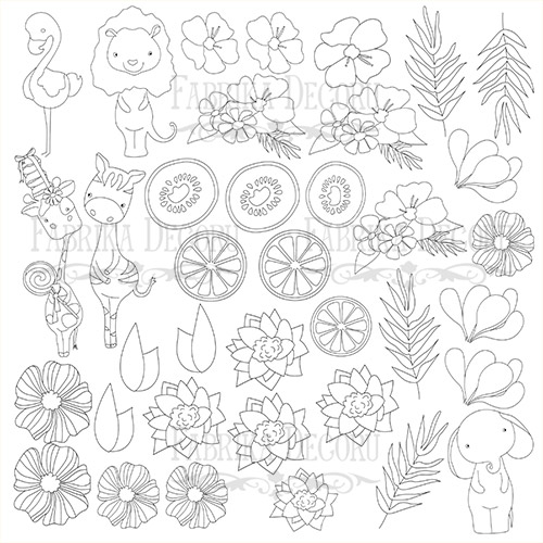 Blatt Papier 12"x12" zum Ausmalen mit Markern, Sommerferien - Fabrika Decoru