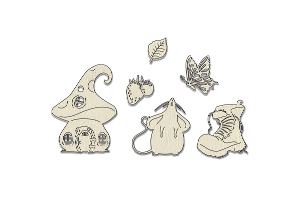 Chipboard embellishments set, Happy mouse day #792