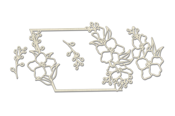 Chipboard embellishments set, "Flower in a rhombus" #347