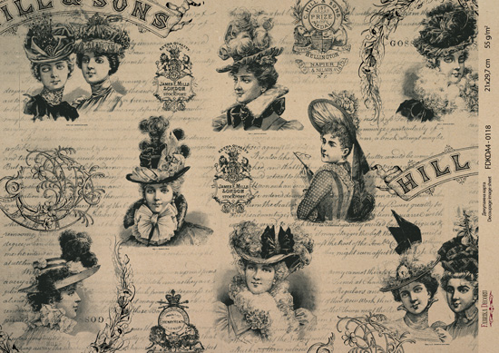 декупажная карта на крафт бумаге 21x29,7см, "pages from the past", #00118 фабрика декору