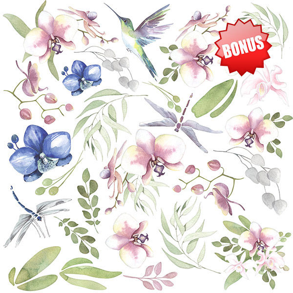 Doppelseitiges Scrapbooking-Papierset Tender orchid, 20 cm x 20 cm, 10 Blätter - foto 1  - Fabrika Decoru