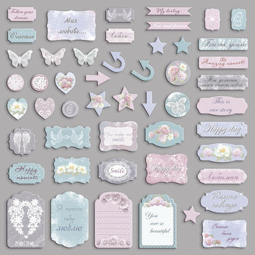 Satz Stanzteile Shabby Dreams-1, 50 Stk - foto 1  - Fabrika Decoru