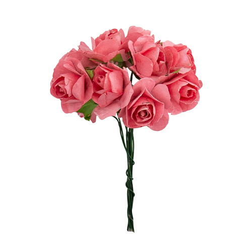 Zestaw małych kwiatów "Bukiet róż". Różowy. 12 sztuk  - Fabrika Decoru