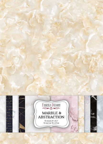 Doppelseitiges Scrapbooking-Papier-Set Marble & Abstraction, 15cm x 21cm, 10 Blätter - Fabrika Decoru