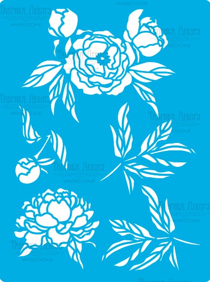 Stencil reusable, 15x20cm Peony garden, #417