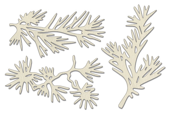 Chipboard embellishments set,  "Conifer twigs" #057