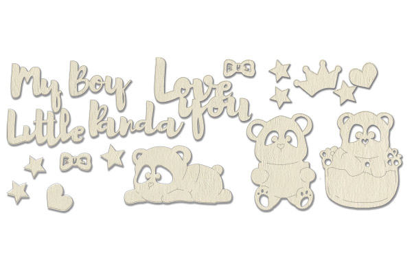 Chipboard embellishments set, "My little panda boy 1" 