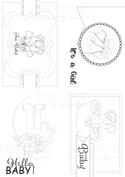 Set of 8pcs 10х15cm for coloring and creating greeting cards Puffy Fluffy Girl EN - foto 1