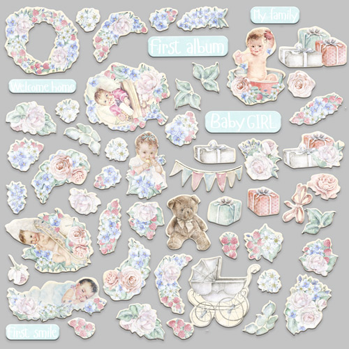 Stanzschablonen-Set Shabby Baby Girl Redesign, 55-tlg - foto 1  - Fabrika Decoru