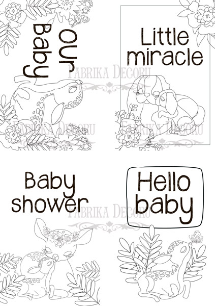 Set of 8pcs 10х15cm for coloring and creating greeting cards Baby&Mama EN - foto 0
