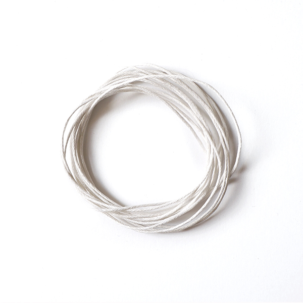 Wax round cord, d=1mm, color White 
