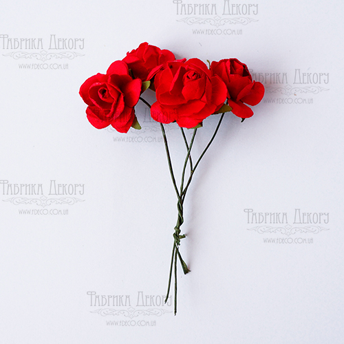 Blumenstrauß aus kleinen Rosen, Farbe Rot, 4 Stk - Fabrika Decoru