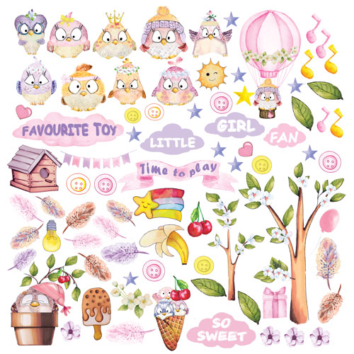 Double-sided scrapbooking paper set Cutie sparrow girl 12"x12", 10 sheets - foto 11