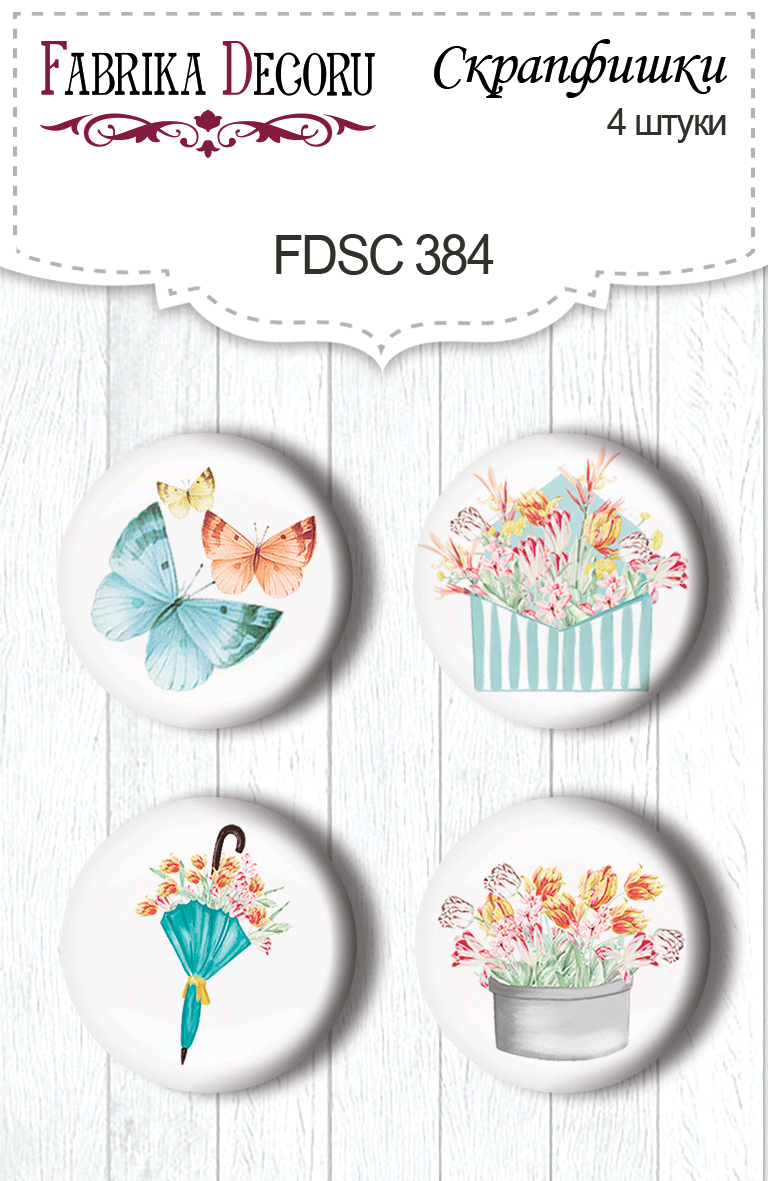Set of 4pcs flair buttons for scrabooking Scent of spring 1 #384