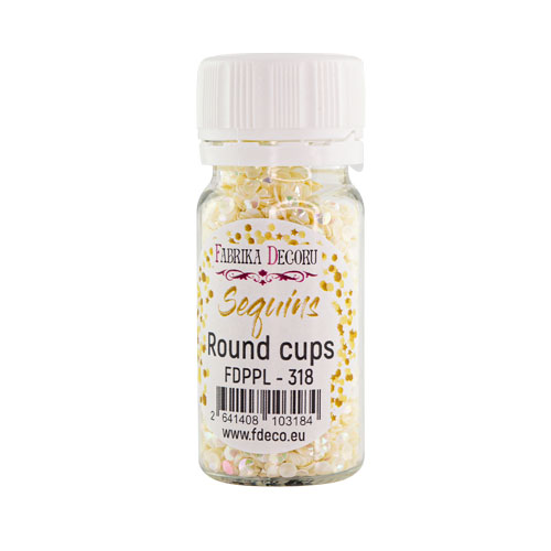 Sequins Round cups, cream with iridescent nacre, #318